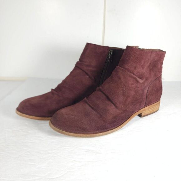 Kork Ease Women's Giba US 9,5 M Burgandy Suede Side Zip Ankle Booties Boots - Picture 1 of 13